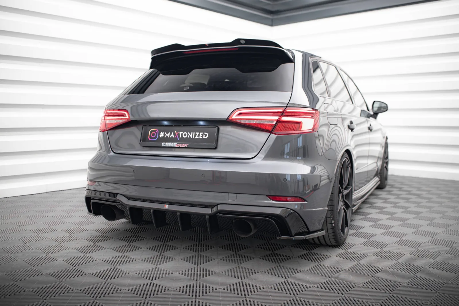 Rear Valance compatible with Audi A3 S-Line Sportback 8V Facelift (Version with single exhausts on both sides)