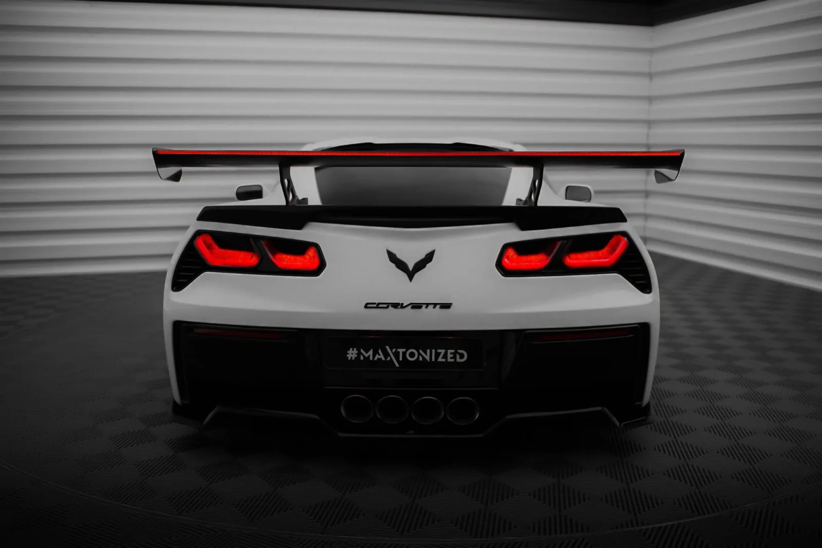 Carbon Spoiler With Internal Brackets + LED compatible with Chevrolet Corvette Stingray / Grand Sport C7