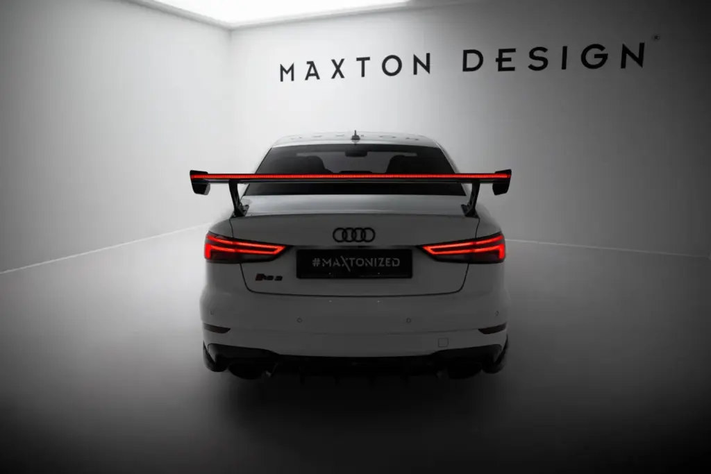 Carbon Spoiler With External Brackets + LED compatible with Audi A3 / A3 S-Line / S3 / RS3 Sedan 8V / 8V Facelift
