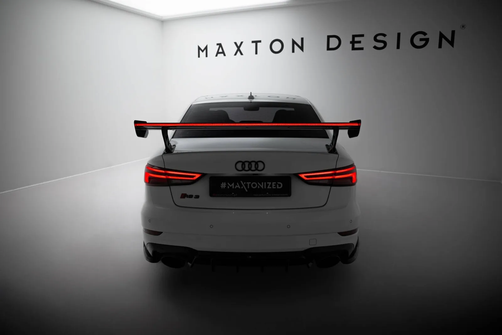 Carbon Spoiler With External Brackets + LED compatible with Audi A3 / A3 S-Line / S3 / RS3 Sedan 8V / 8V Facelift