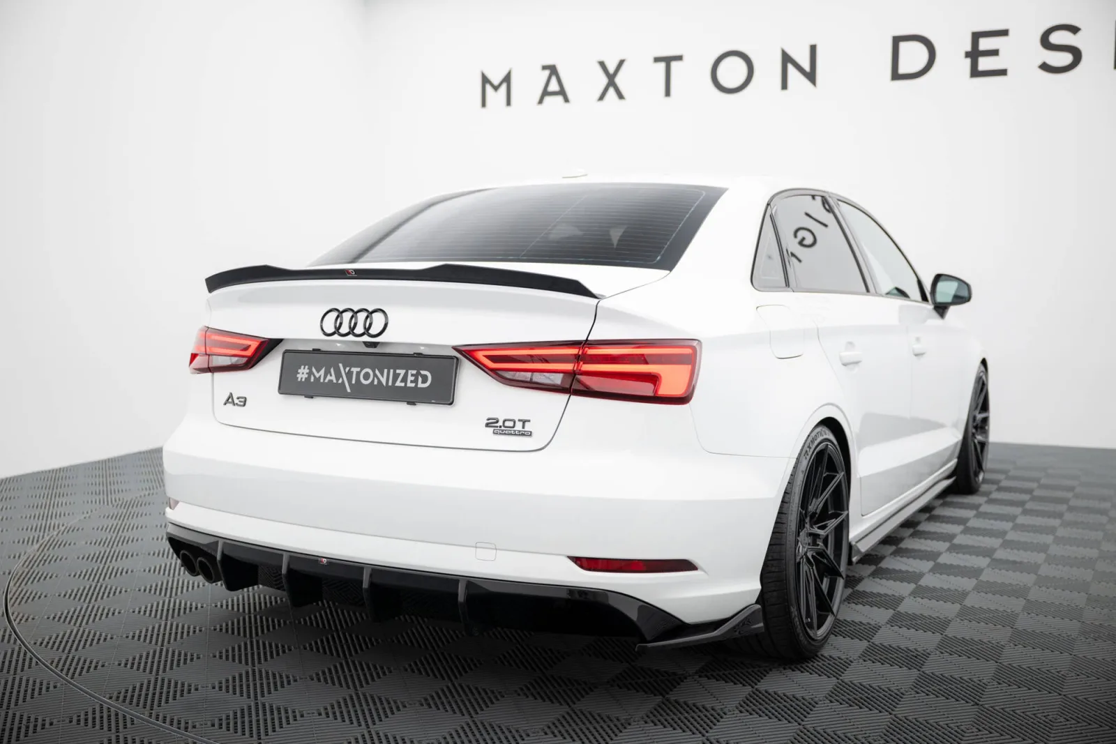 Rear Valance compatible with Audi A3 Sedan 8V Facelift (Version with double exhaust tip on one side)
