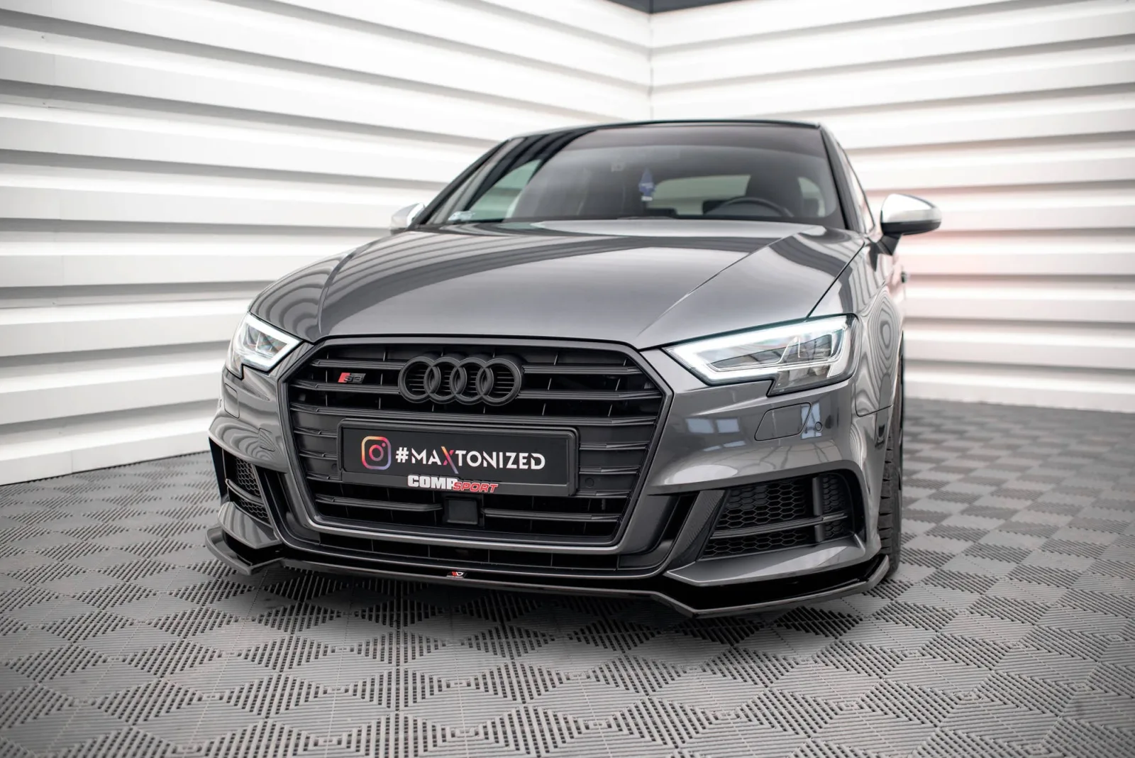 Front Splitter V.2 compatible with Audi S3 / A3 S-Line Sportback 8V Facelift