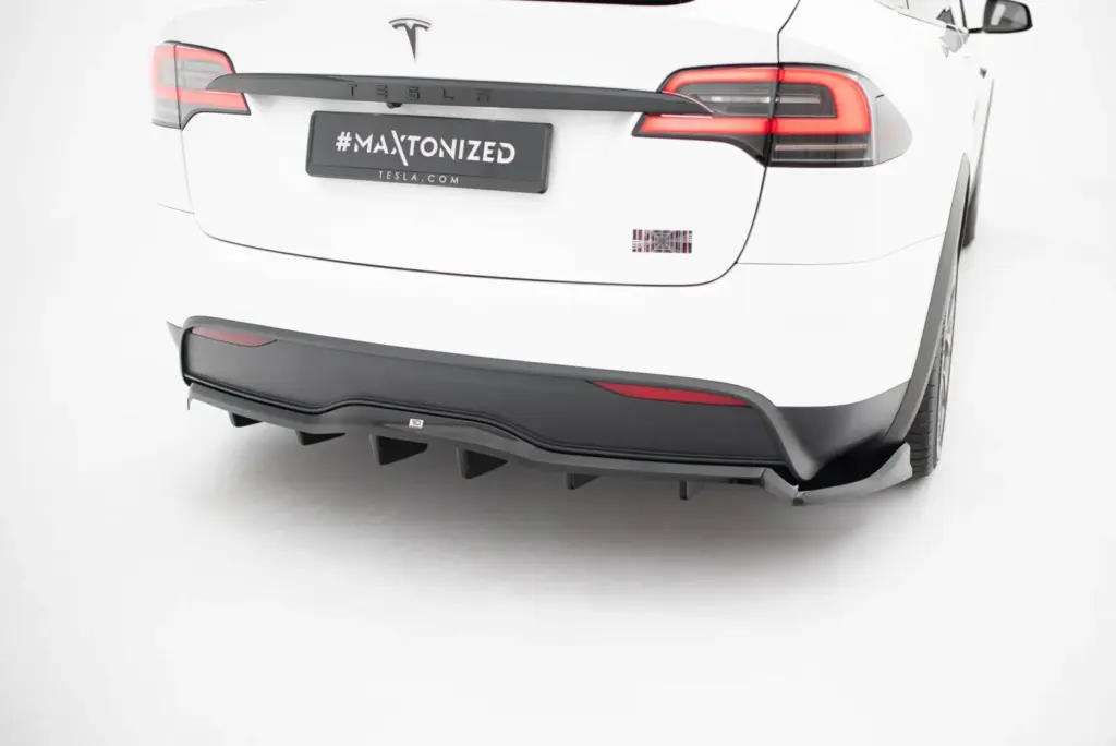 Rear Splitter (With Diffuser) V.2 compatible with Tesla Model X Mk1 Facelift