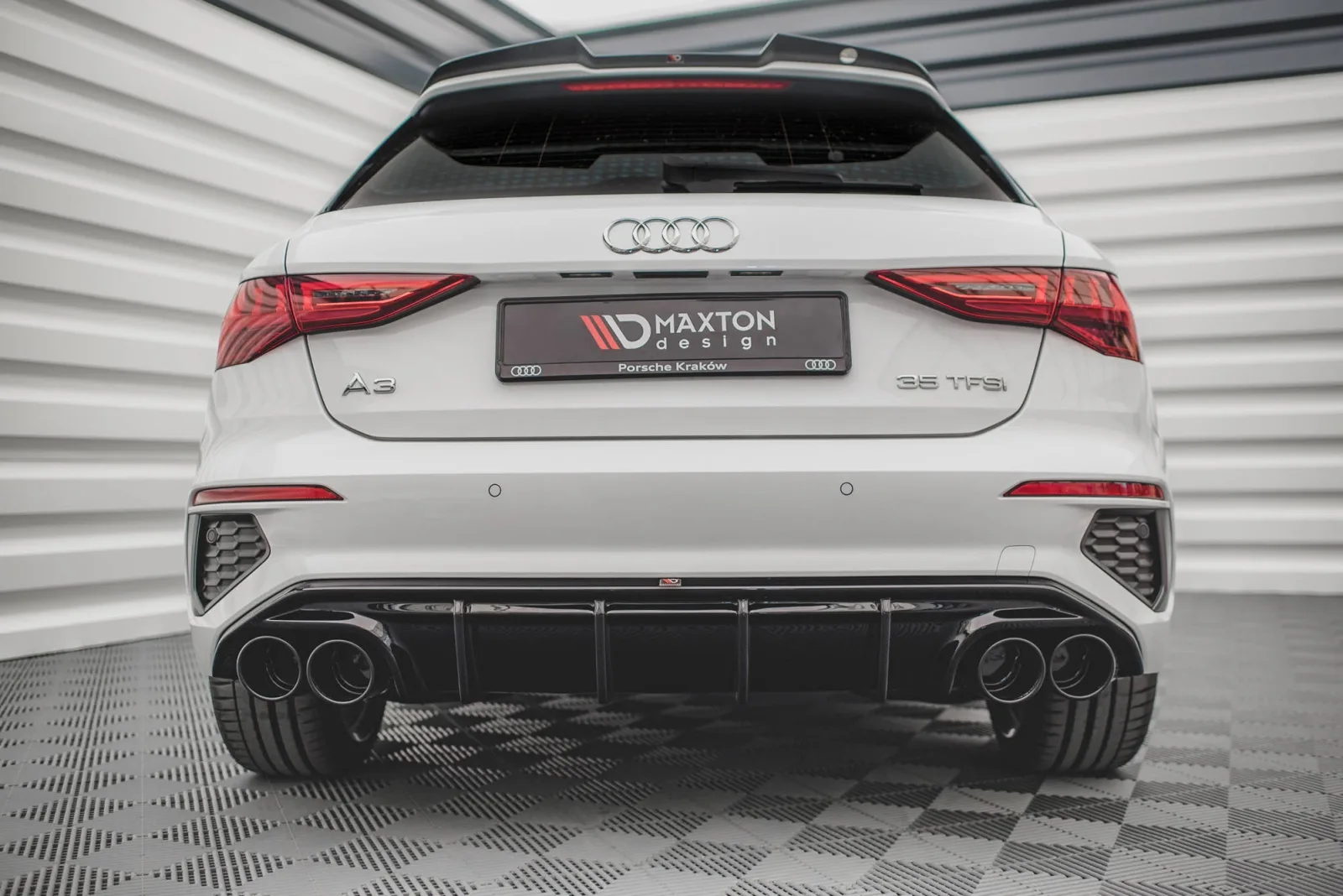 Rear Valance + Exhaust Tips Imitation compatible with Audi A3 S-Line Sportback 8Y