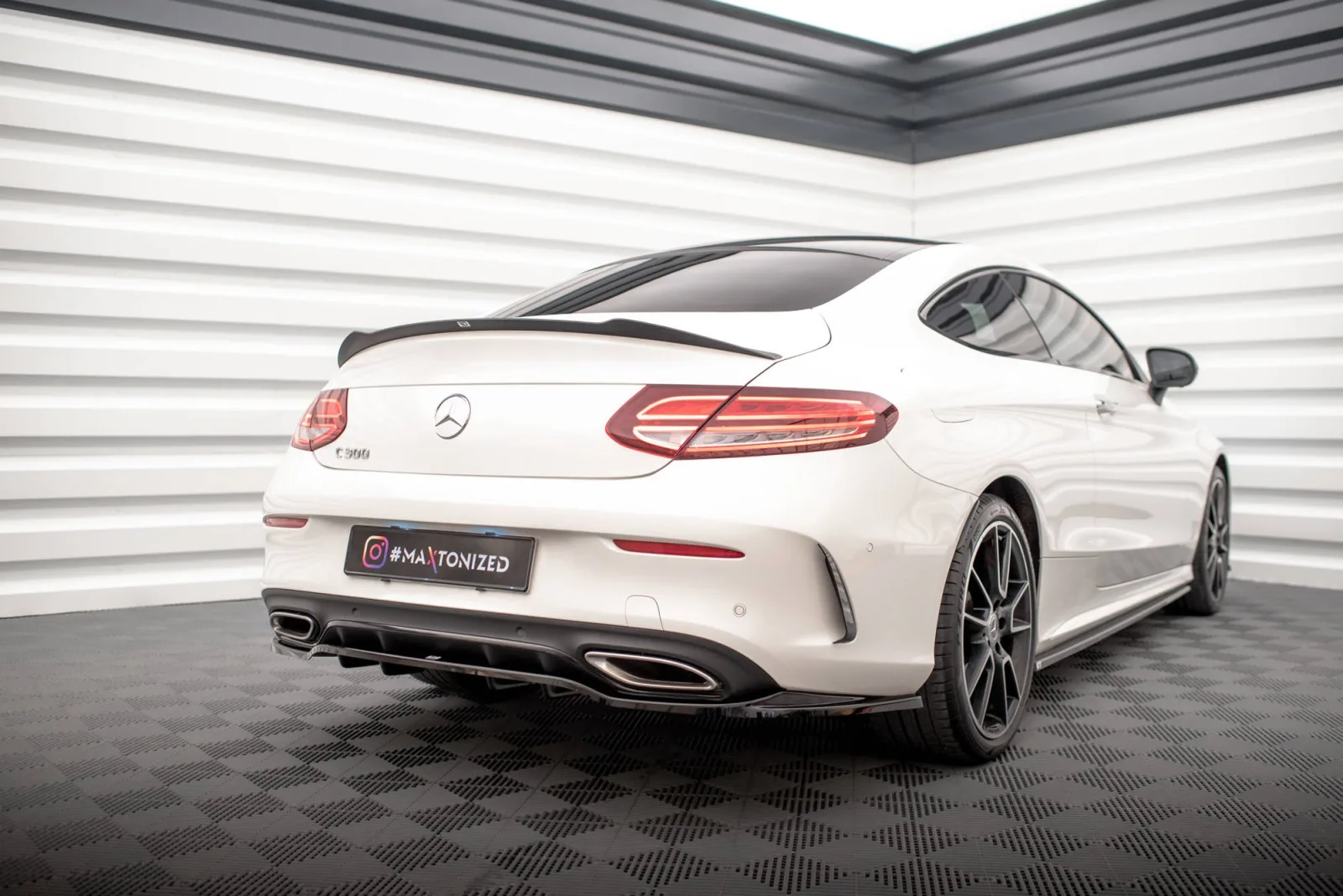 Rear Splitter (With Diffuser) compatible with Mercedes-Benz C Coupe AMG-Line C205 Facelift