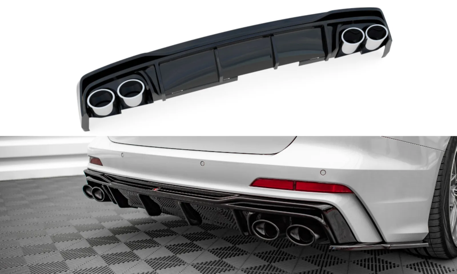 Rear Valance + Exhaust Tips Imitation compatible with Audi A6 S-Line / S6 C8 / C8 Facelift