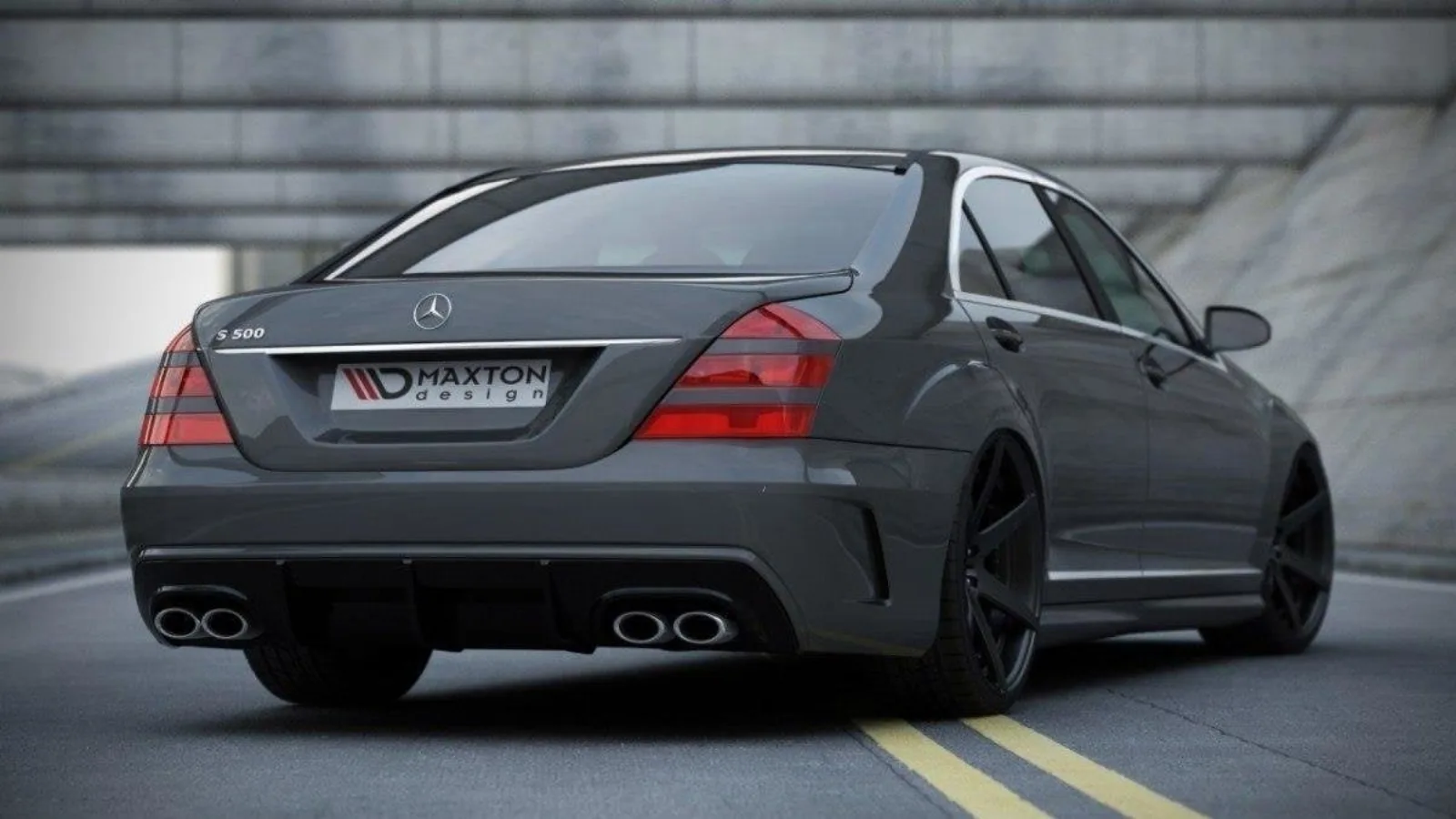Rear Bumper + Rear Diffuser compatible with Mercedes S-Class W221 (Look W205)